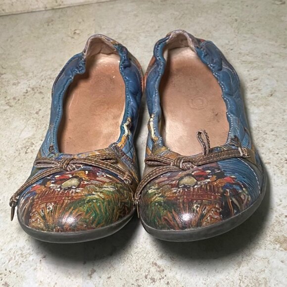 Leather Ballet Flats Artistic Scene Bow Detail Art To Wear Cottagecore Fairy - Picture 2 of 8